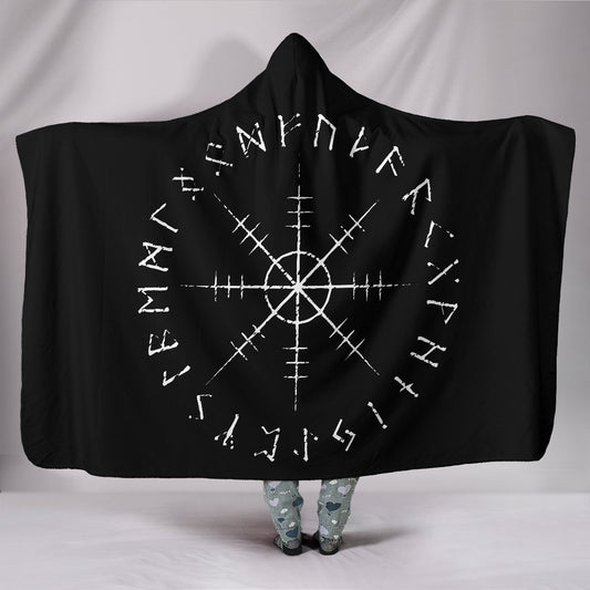 Viking Hooded Blanket - Helm of Awe PL107-HOODED BLANKETS (P)-PL8386-Hooded Blanket - .-Youth 60"x45"-Vibe Cosy™