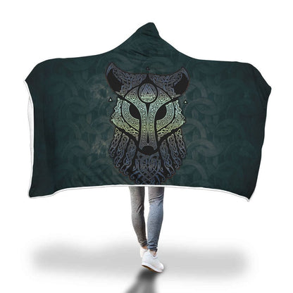 Viking Hooded Blanket - Viking Wolf Hooded Blanket PL109-HOODED BLANKETS (P)-PL8386-Hooded Blanket - .-Youth 60"x45"-Vibe Cosy™