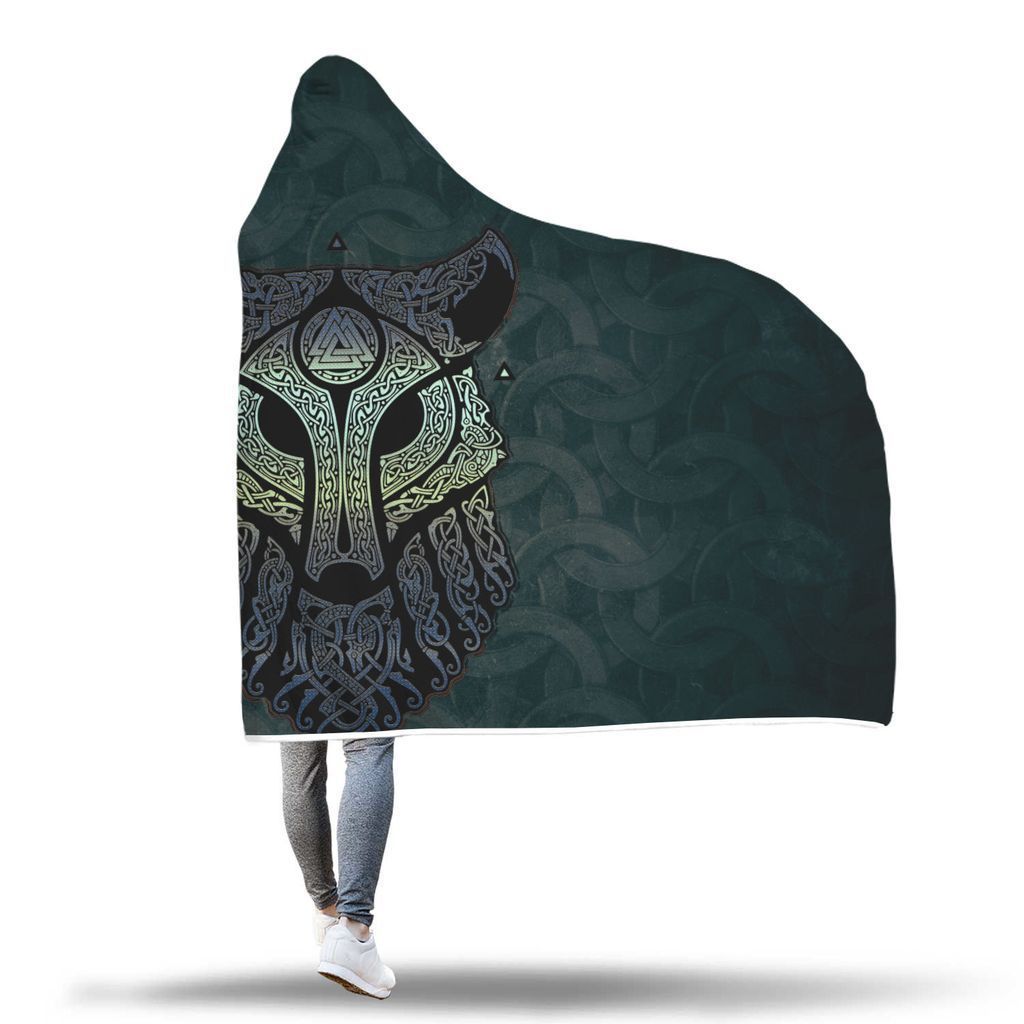 Viking Hooded Blanket - Viking Wolf Hooded Blanket PL109-HOODED BLANKETS (P)-PL8386-Hooded Blanket - .-Youth 60"x45"-Vibe Cosy™