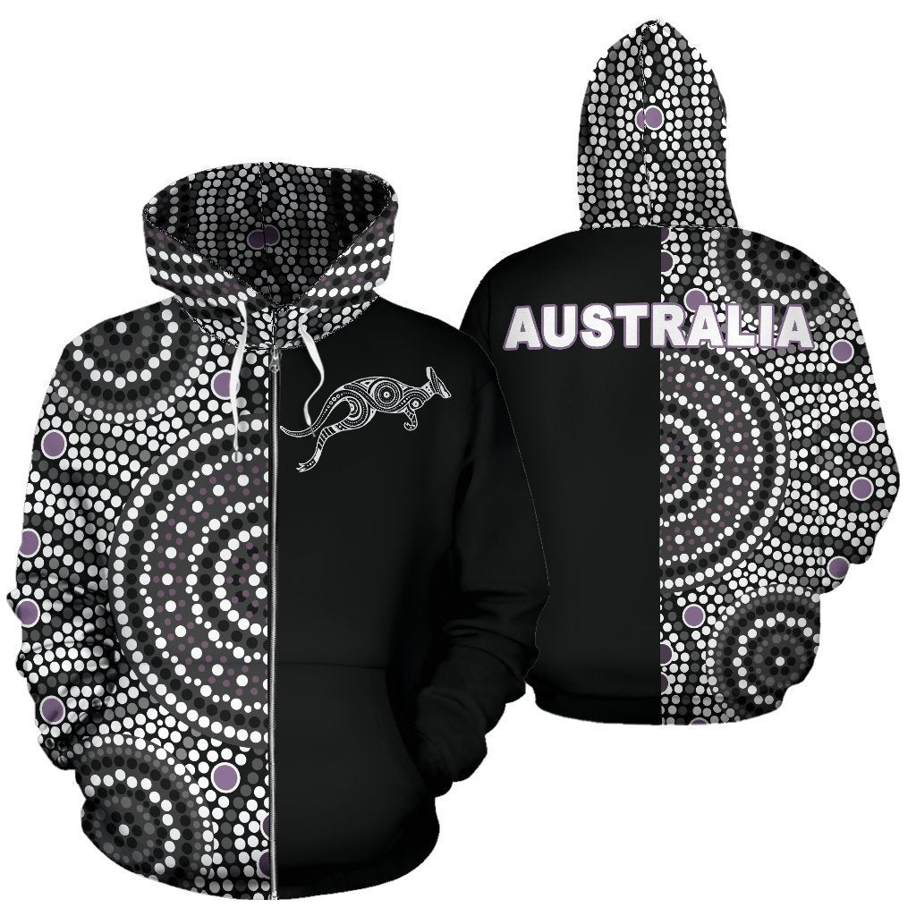 3D All Over Printed Australia Hoodie The Half Aboriginal PL128-Apparel-PL8386-Zipped Hoodie-S-Vibe Cosy™