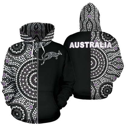 3D All Over Printed Australia Hoodie The Half Aboriginal PL128-Apparel-PL8386-Zipped Hoodie-S-Vibe Cosy™