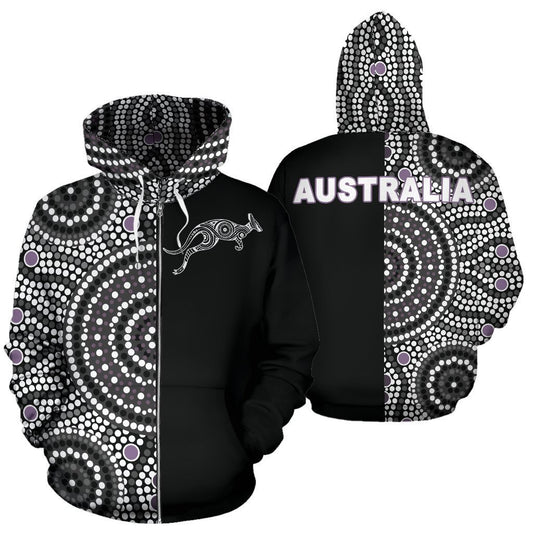 3D All Over Printed Australia Hoodie The Half Aboriginal PL128-Apparel-PL8386-Zipped Hoodie-S-Vibe Cosy™