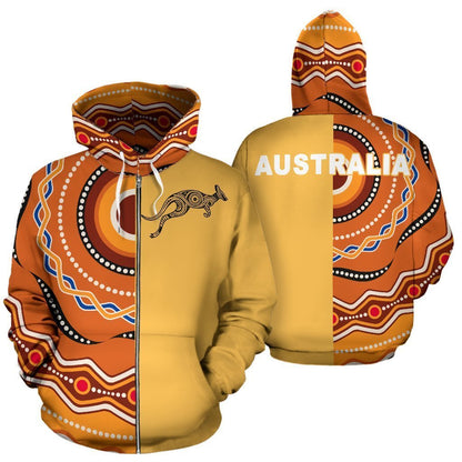 3D All Over Printed Australia Hoodie Kangaroo Aboriginal PL-Apparel-PL8386-Zipped Hoodie-S-Vibe Cosy™
