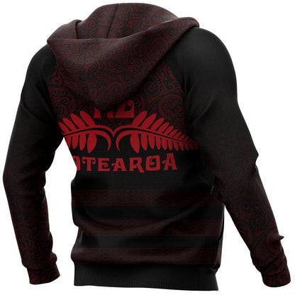 Aotearoa New Zealand Silver Fern Maori Hoodie Red PL138-Apparel-PL8386-Hoodie-S-Vibe Cosy™