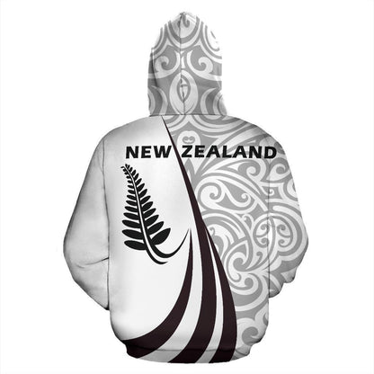 New Zealand Maori Silver Fern Hoodie Black PL144-Apparel-PL8386-Hoodie-S-Vibe Cosy™