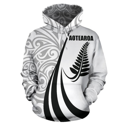 New Zealand Maori Silver Fern Hoodie Black PL144-Apparel-PL8386-Hoodie-S-Vibe Cosy™