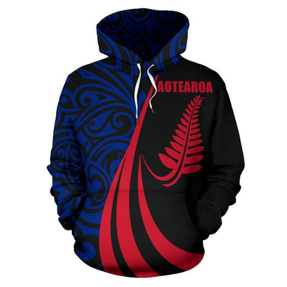 New Zealand Maori Silver Fern Zip - Up Hoodie Flag PL145-Apparel-PL8386-Hoodie-S-Vibe Cosy™