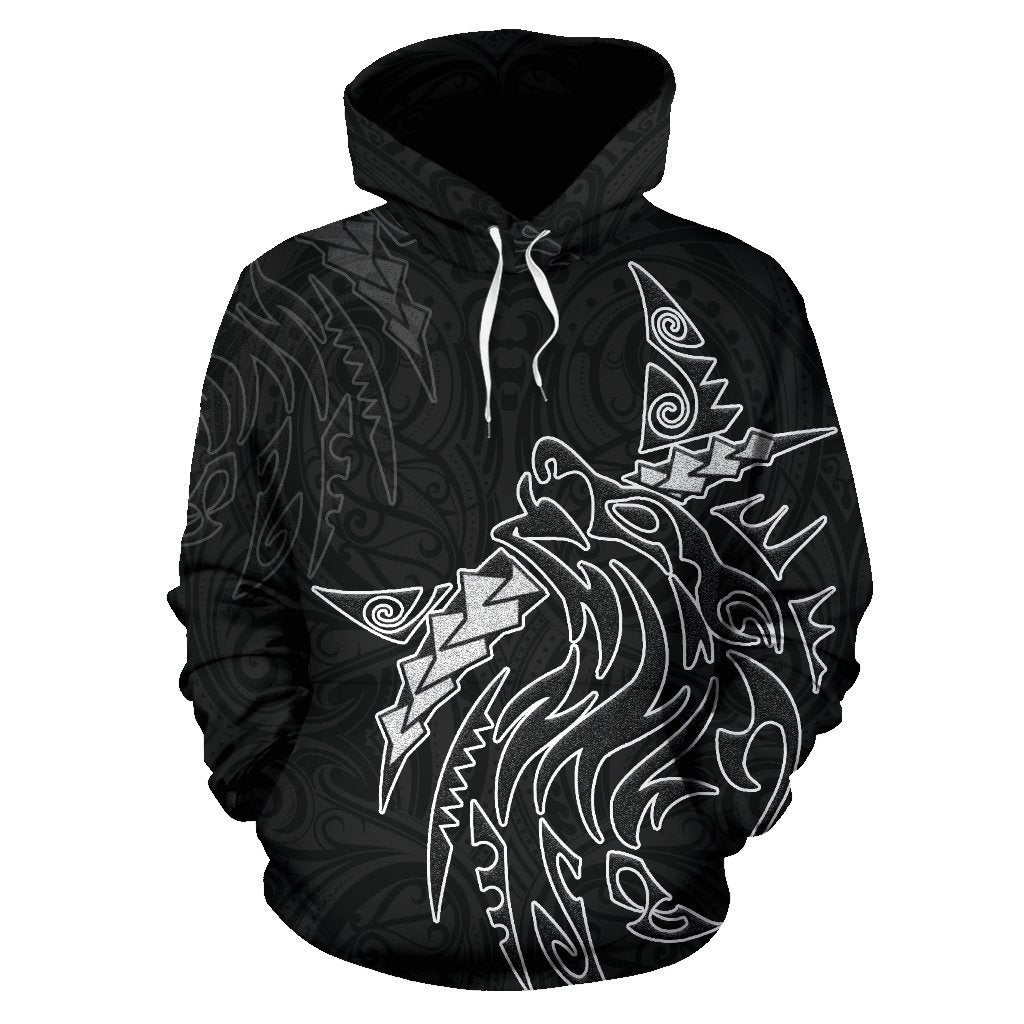 New Zealand Maori Tattoo Wolf Hoodie PL163-Apparel-PL8386-Hoodie-S-Vibe Cosy™