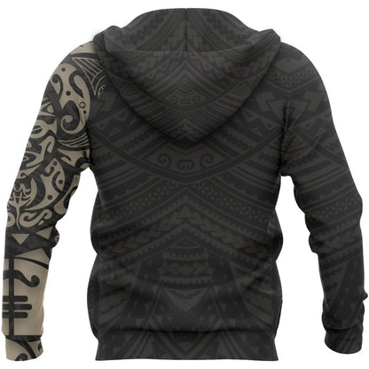 Maori Lion Tattoo New Zealand All Over Hoodie Golden PL164-Apparel-PL8386-Zipped Hoodie-S-Vibe Cosy™