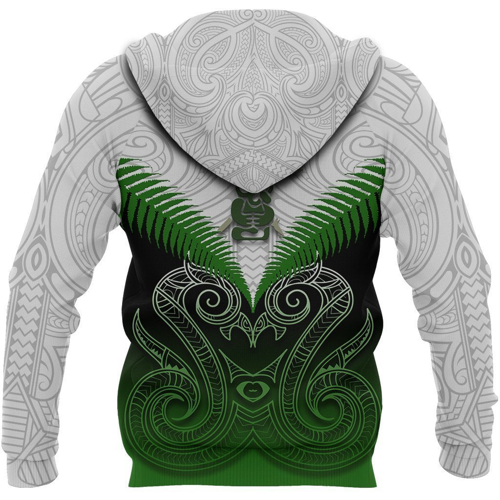 Maori Manaia Hoodie Green Rugby PL165BB-Apparel-PL8386-Zipped Hoodie-S-Vibe Cosy™