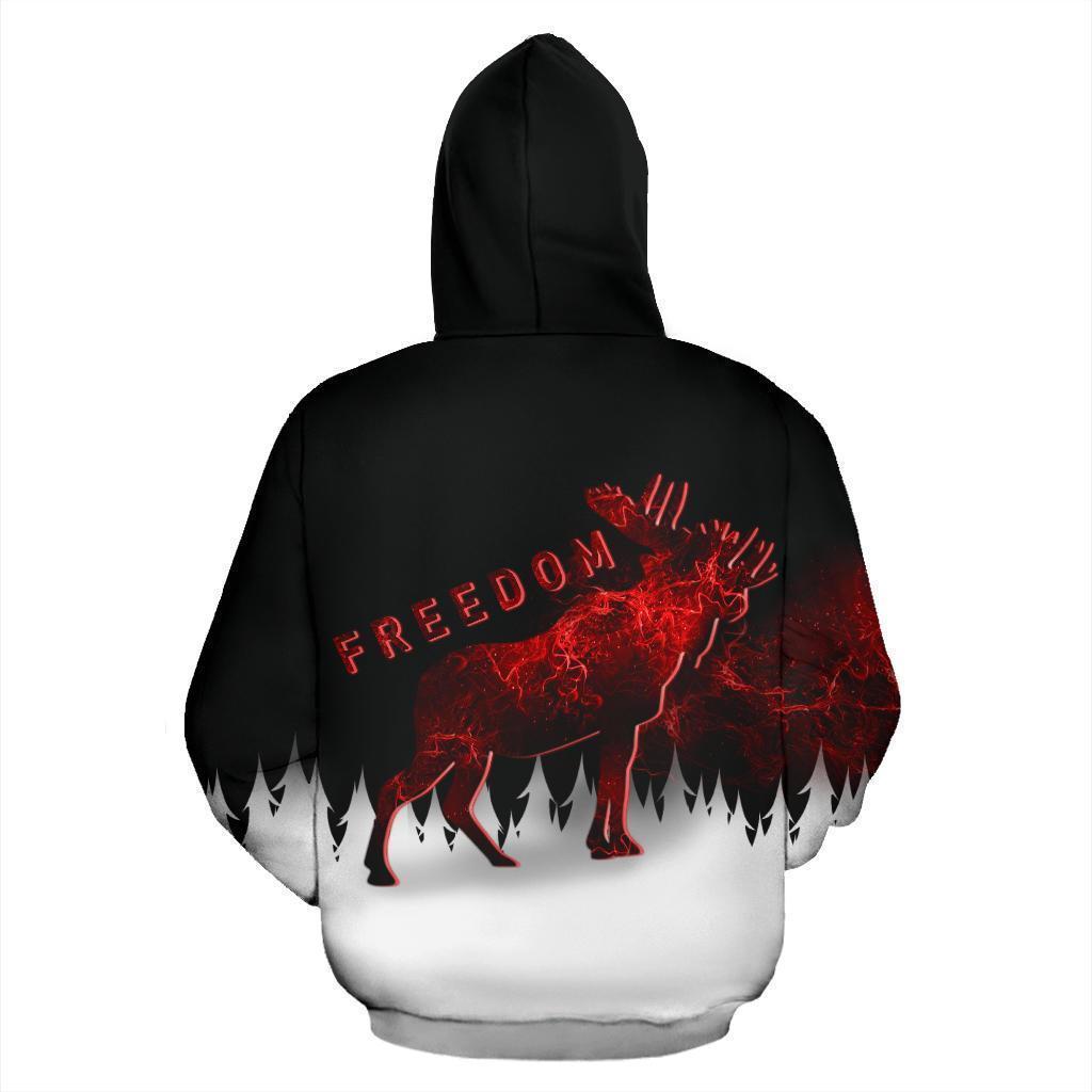 Canada Moose All Over Hoodie - Toward Freedom PL187-Apparel-PL8386-Zipped Hoodie-S-Vibe Cosy™