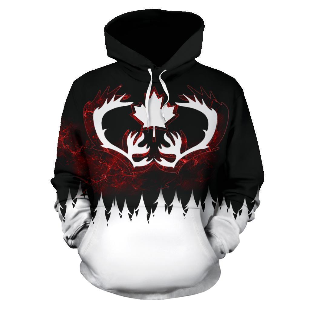 Canada Moose All Over Hoodie - Toward Freedom PL187-Apparel-PL8386-Hoodie-S-Vibe Cosy™