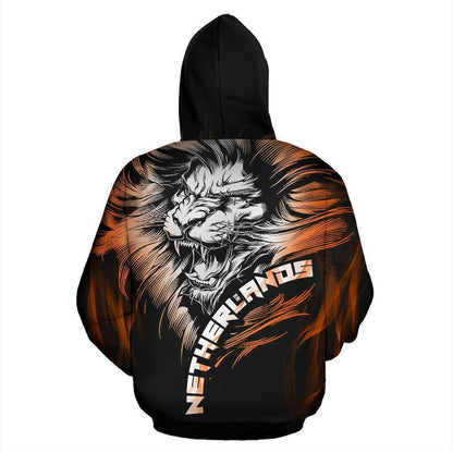 Dutch Lion Hoodie Netherlands - Black PL188-Apparel-PL8386-Zipped Hoodie-S-Vibe Cosy™