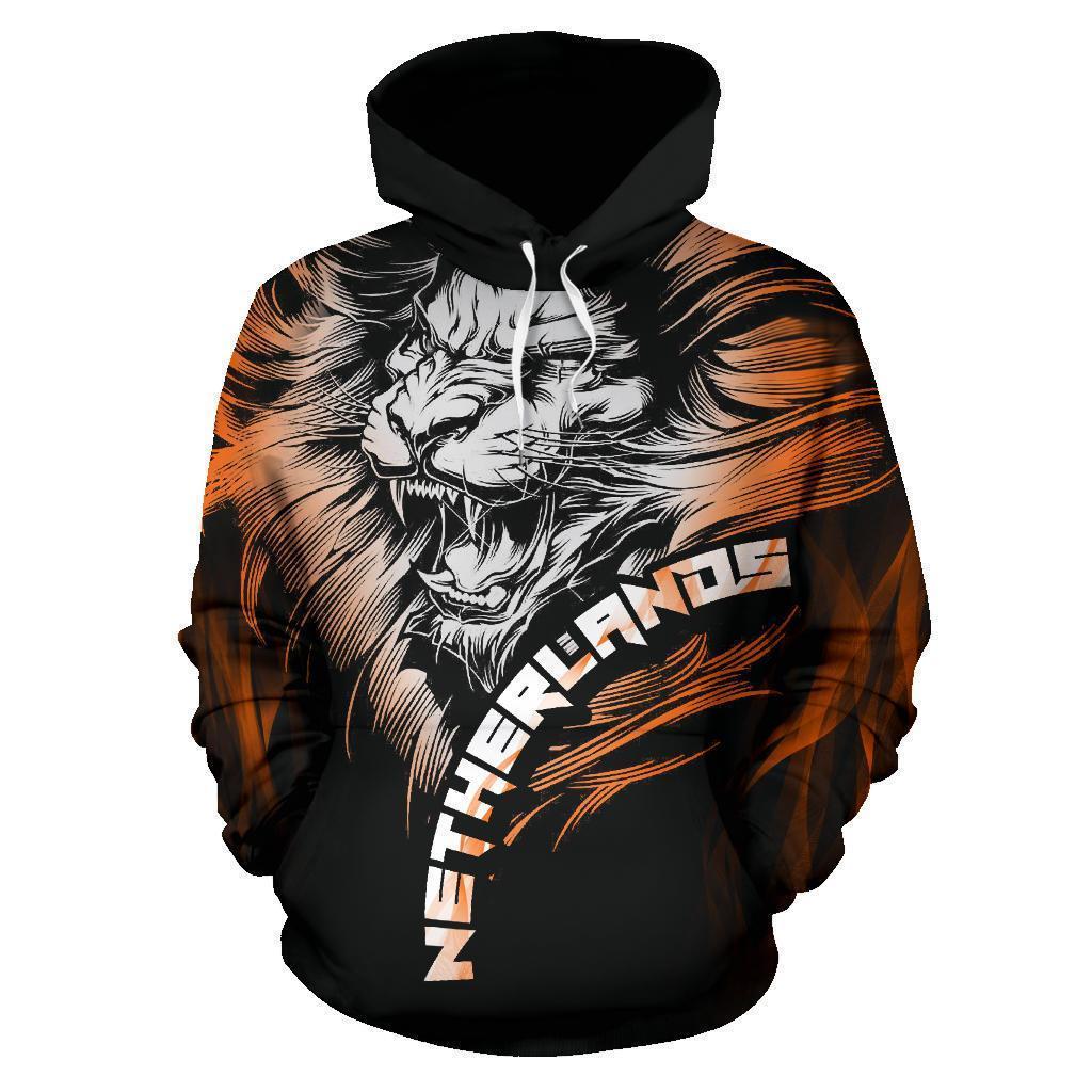 Dutch Lion Hoodie Netherlands - Black PL188-Apparel-PL8386-Hoodie-S-Vibe Cosy™