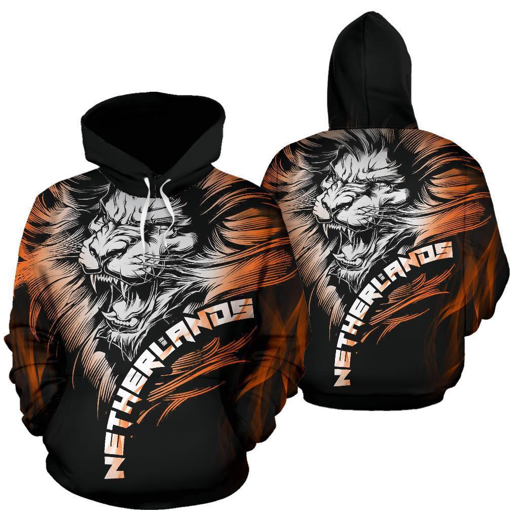 Dutch Lion Hoodie Netherlands - Black PL188-Apparel-PL8386-Hoodie-S-Vibe Cosy™