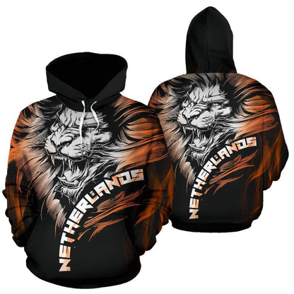 Dutch Lion Hoodie Netherlands - Black PL188-Apparel-PL8386-Hoodie-S-Vibe Cosy™