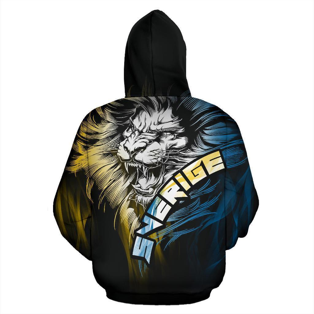 Swedish Lion Hoodie Sverige PL196-Apparel-PL8386-Zipped Hoodie-S-Vibe Cosy™