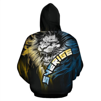 Swedish Lion Hoodie Sverige PL196-Apparel-PL8386-Zipped Hoodie-S-Vibe Cosy™