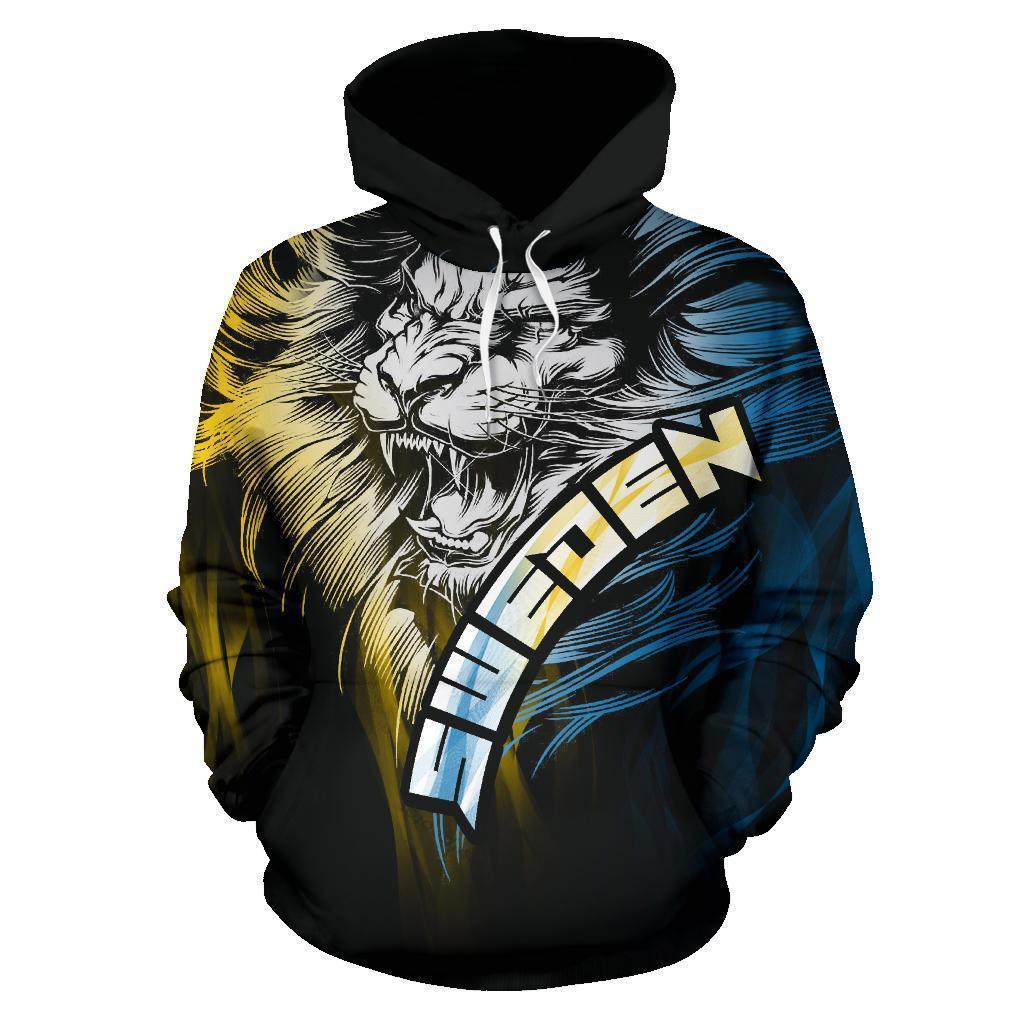 Swedish Lion Hoodie Sverige PL196-Apparel-PL8386-Hoodie-S-Vibe Cosy™