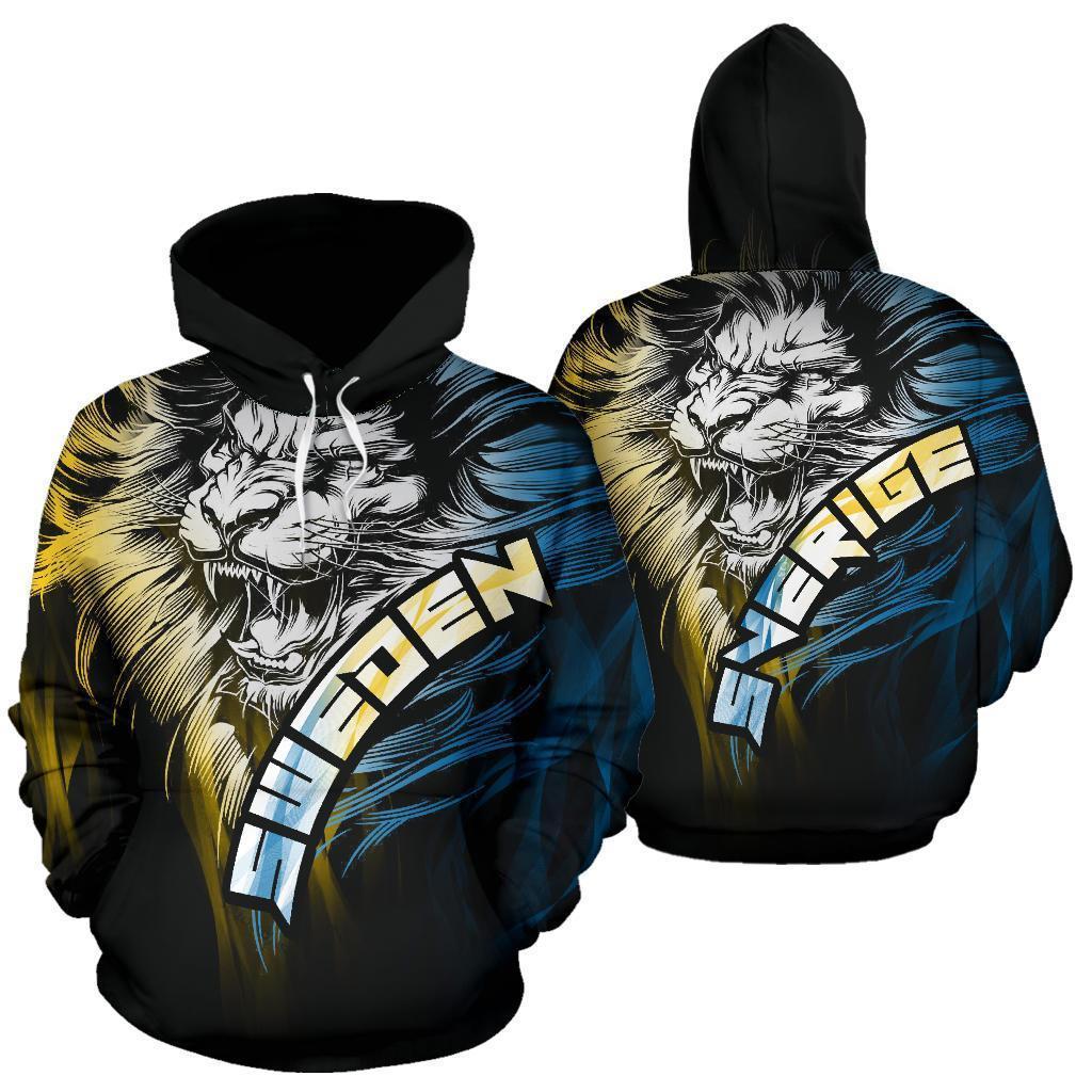 Swedish Lion Hoodie Sverige PL196-Apparel-PL8386-Hoodie-S-Vibe Cosy™