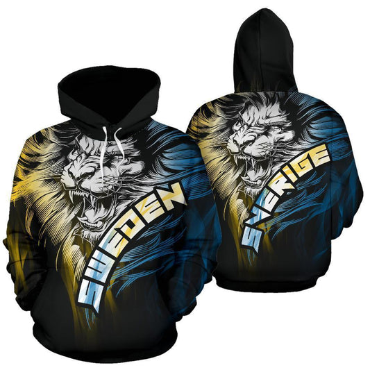 Swedish Lion Hoodie Sverige PL196-Apparel-PL8386-Hoodie-S-Vibe Cosy™