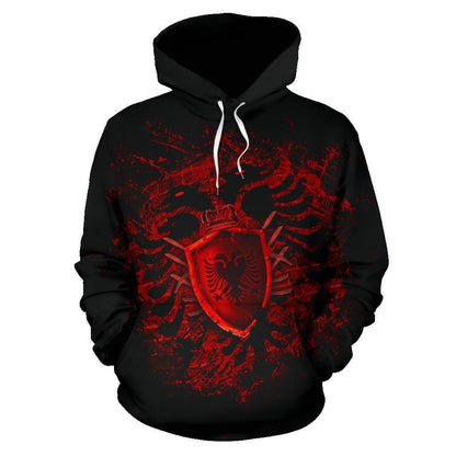Albania All Over Hoodie - Bloody PL198-Apparel-PL8386-Hoodie-S-Vibe Cosy™