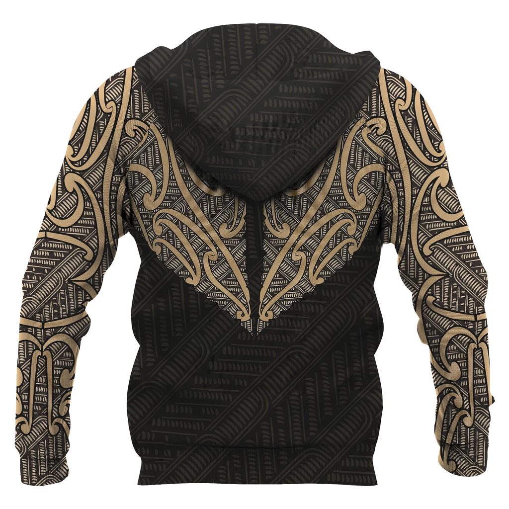 Aotearoa Koru Maori Tattoo All Over Hoodie PL209-Apparel-PL8386-Zipped Hoodie-S-Vibe Cosy™