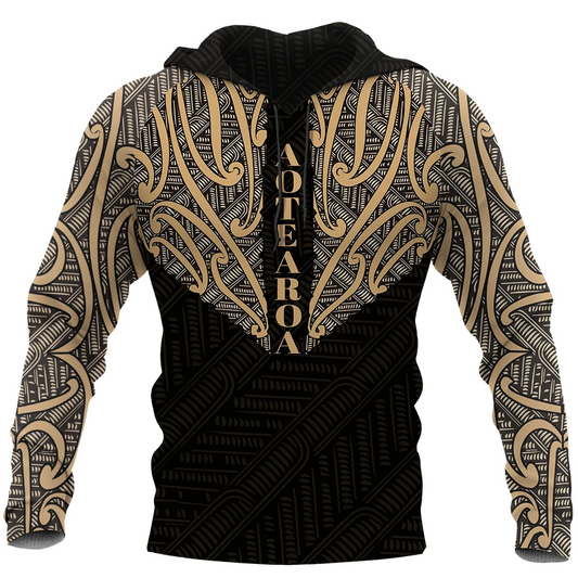 Aotearoa Koru Maori Tattoo All Over Hoodie PL209-Apparel-PL8386-Hoodie-S-Vibe Cosy™