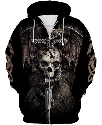 Skull Sword PL216-Apparel-PL8386-Zipped Hoodie-S-Vibe Cosy™