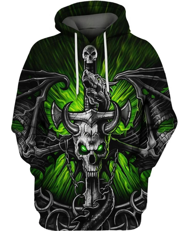 Skull Green PL217-Apparel-PL8386-Hoodie-S-Vibe Cosy™