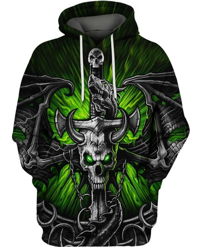 Skull Green PL217-Apparel-PL8386-Hoodie-S-Vibe Cosy™