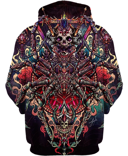 Spider Skull PL225-Apparel-PL8386-Hoodie-S-Vibe Cosy™