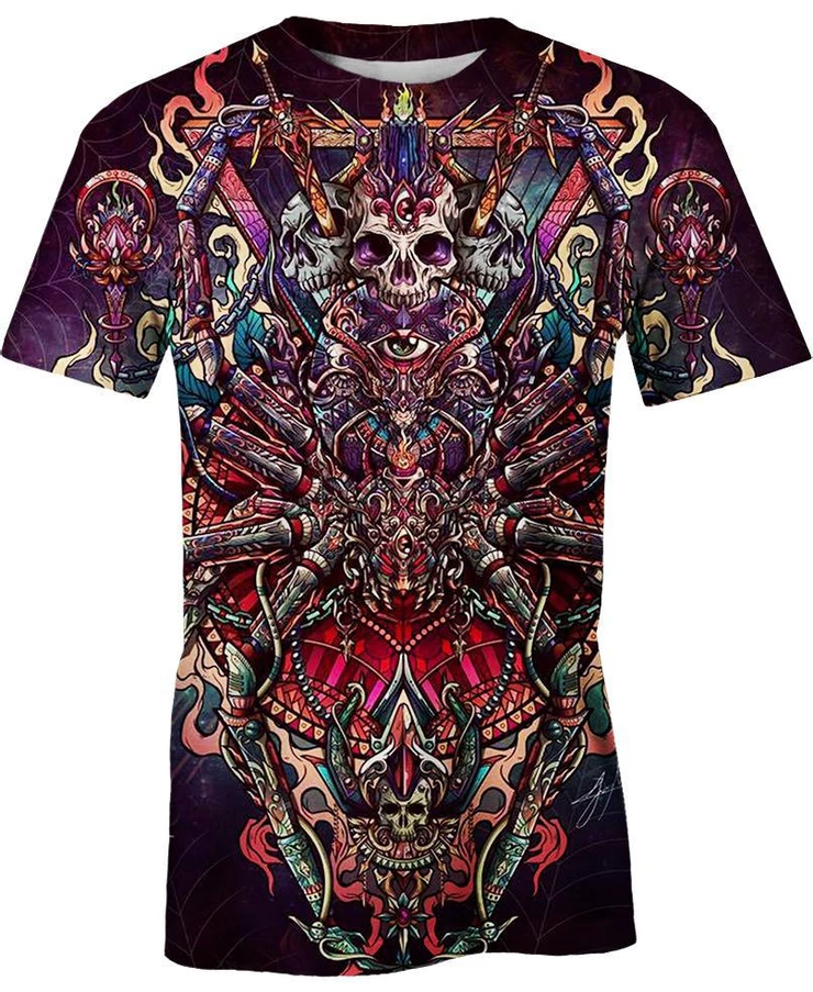 Spider Skull PL225-Apparel-PL8386-T- Shirt-S-Vibe Cosy™