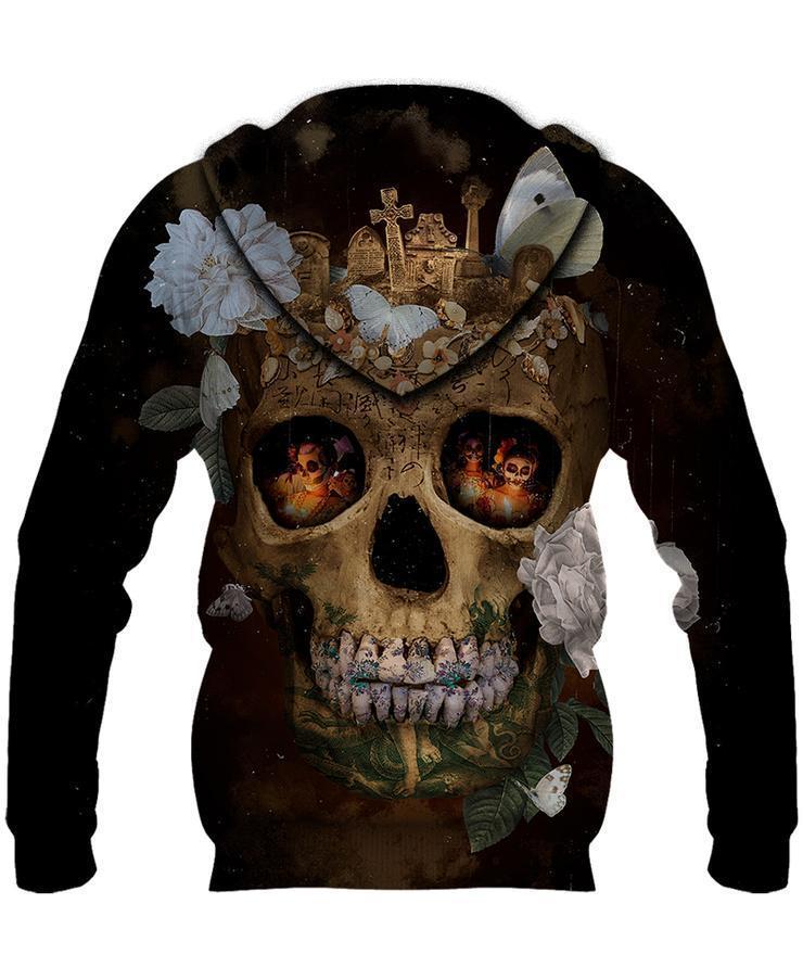Skull Flower PL226-Apparel-PL8386-Hoodie-S-Vibe Cosy™