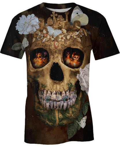 Skull Flower PL226-Apparel-PL8386-T- Shirt-S-Vibe Cosy™