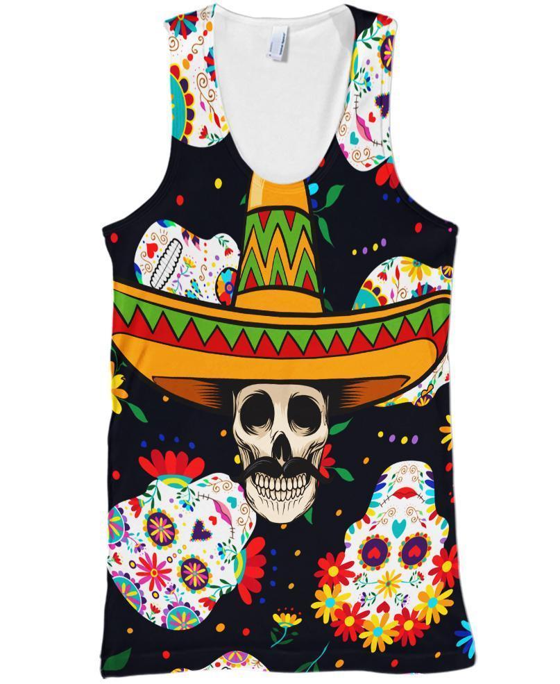 Skull FlowerPL228-Apparel-PL8386-Tank Top-S-Vibe Cosy™