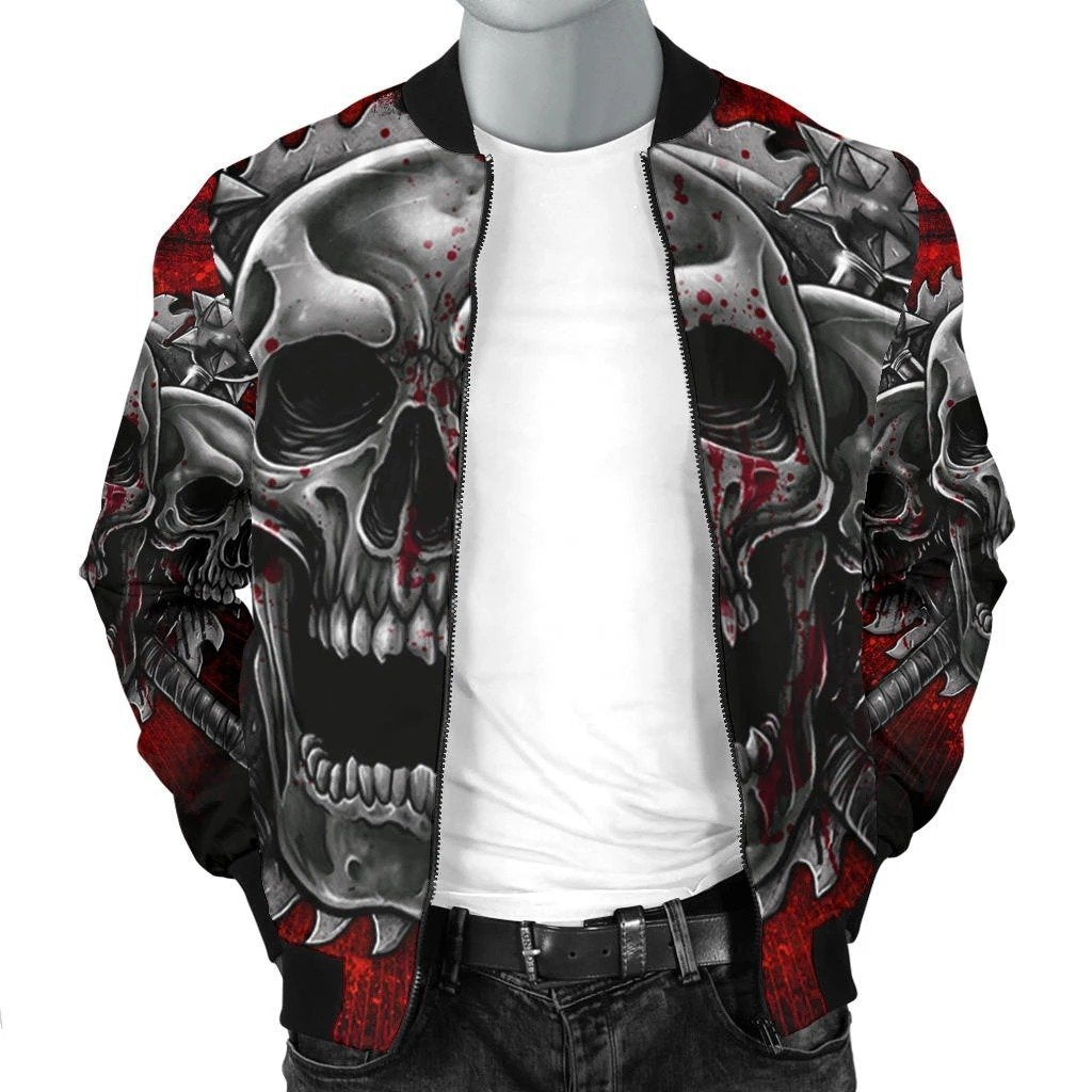 SKULL BOMBER JACKET PL232-BOMBER JACKETS-PL8386-Men's Bomber Jacket-S-Vibe Cosy™