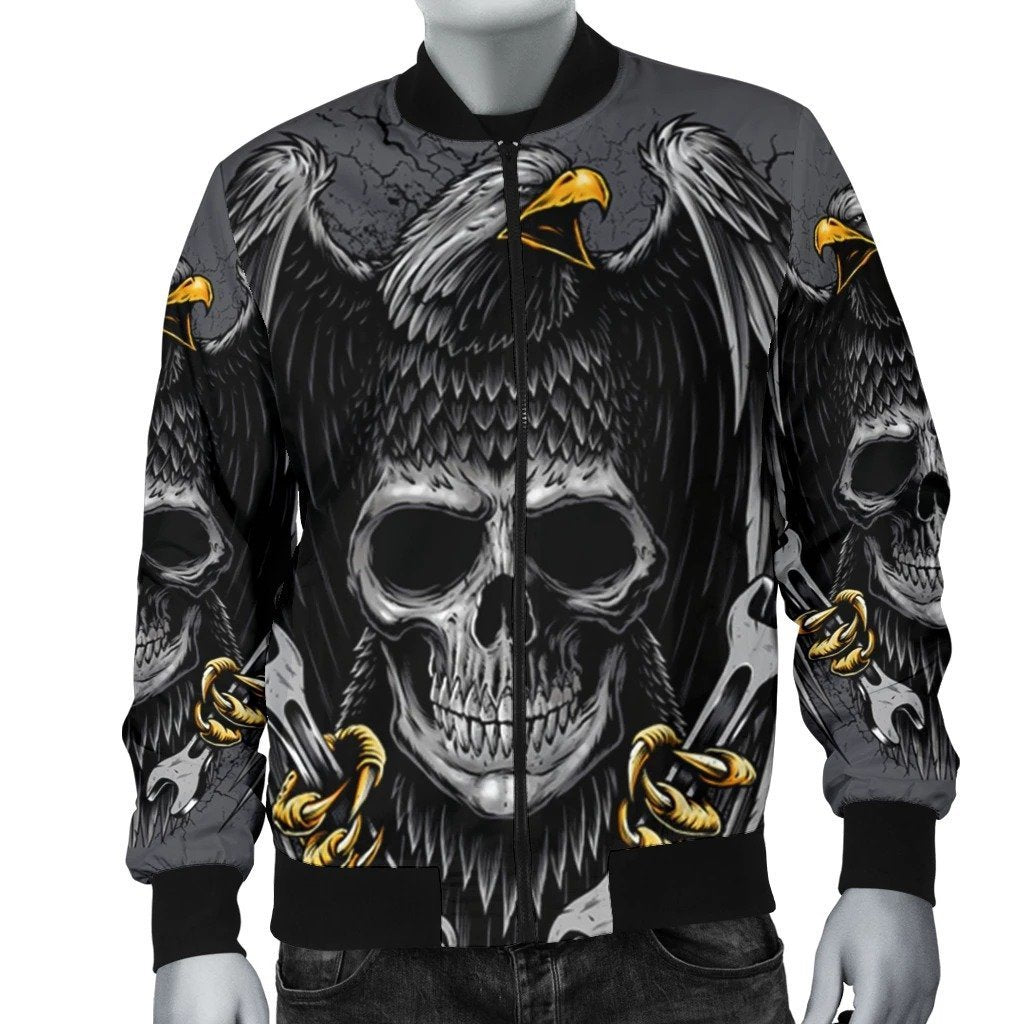 SKULL BOMBER JACKET PL234-BOMBER JACKETS-PL8386-Men's Bomber Jacket-S-Vibe Cosy™