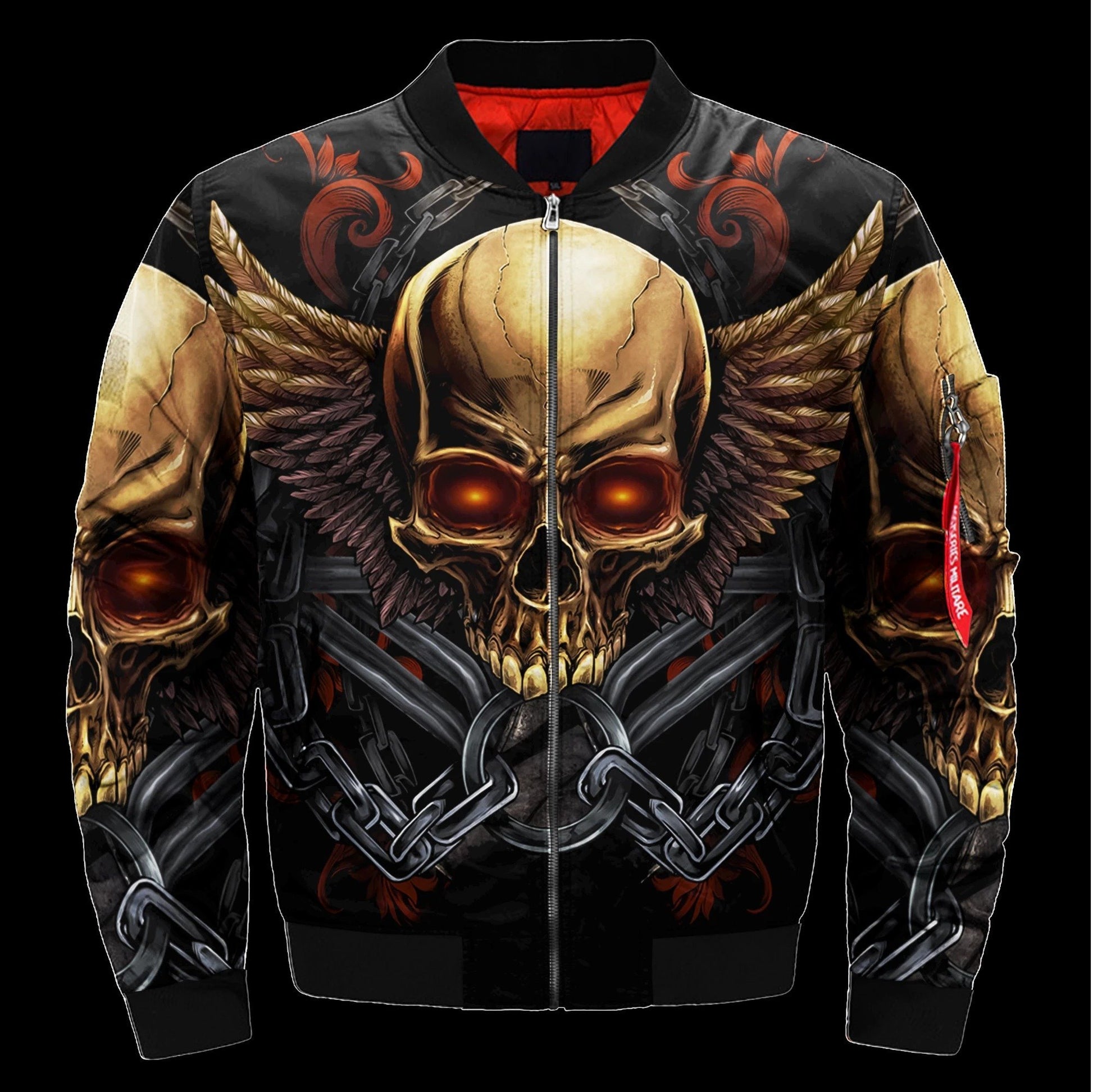 SKULL BOMBER JACKET PL242-BOMBER JACKETS-PL8386-Men's Bomber Jacket-S-Vibe Cosy™