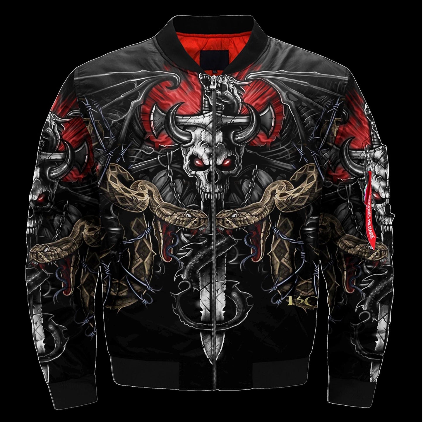 SKULL BOMBER JACKET PL243-BOMBER JACKETS-PL8386-Men's Bomber Jacket-S-Vibe Cosy™