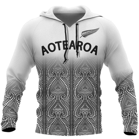 Aotearoa Maori Hoodie Silver Ferns - Map PL252-Apparel-PL8386-Hoodie-S-Vibe Cosy™