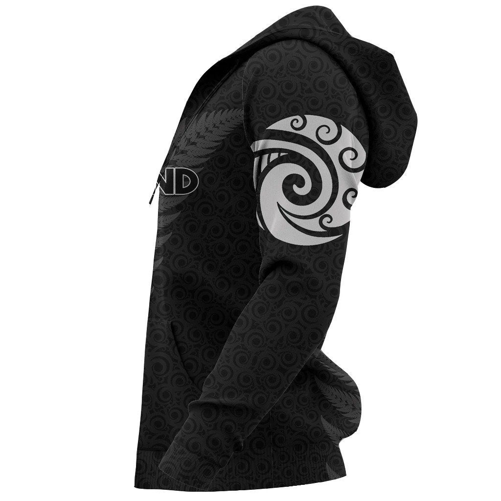 Aotearoa - New Zealand Hoodie Silver Fern Patterns Koru PL255-Apparel-PL8386-Hoodie-S-Vibe Cosy™