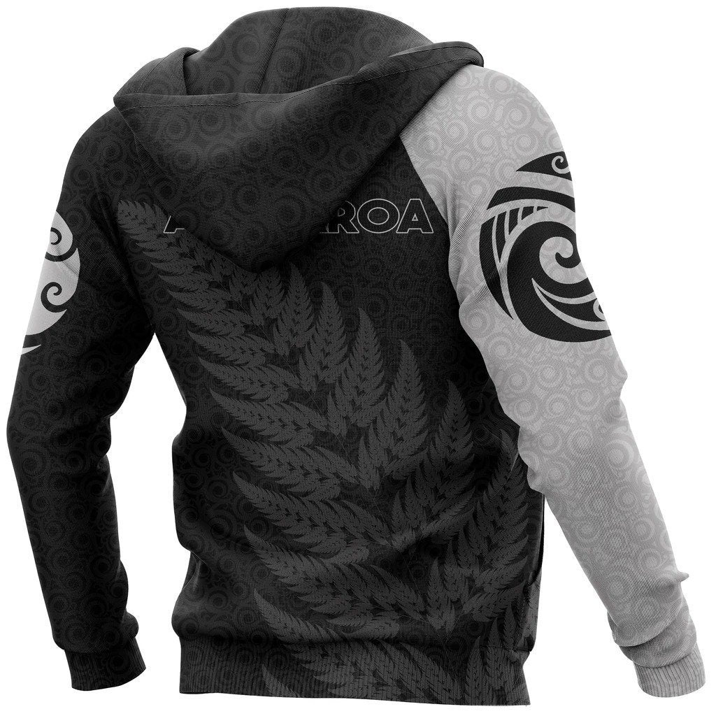 Aotearoa - New Zealand Hoodie Silver Fern Patterns Koru PL255-Apparel-PL8386-Hoodie-S-Vibe Cosy™