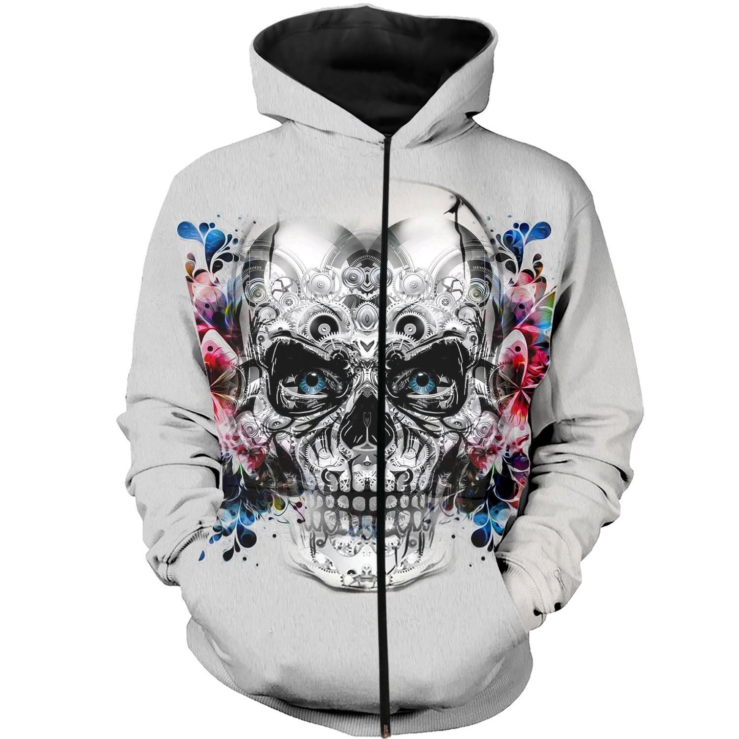 SKULL AND BUTTERFLY 3D ALL OVER PRINTED SHIRTS FOR MEN AND WOMEN PL279-Apparel-TT-Zipped Hoodie-S-Vibe Cosy™