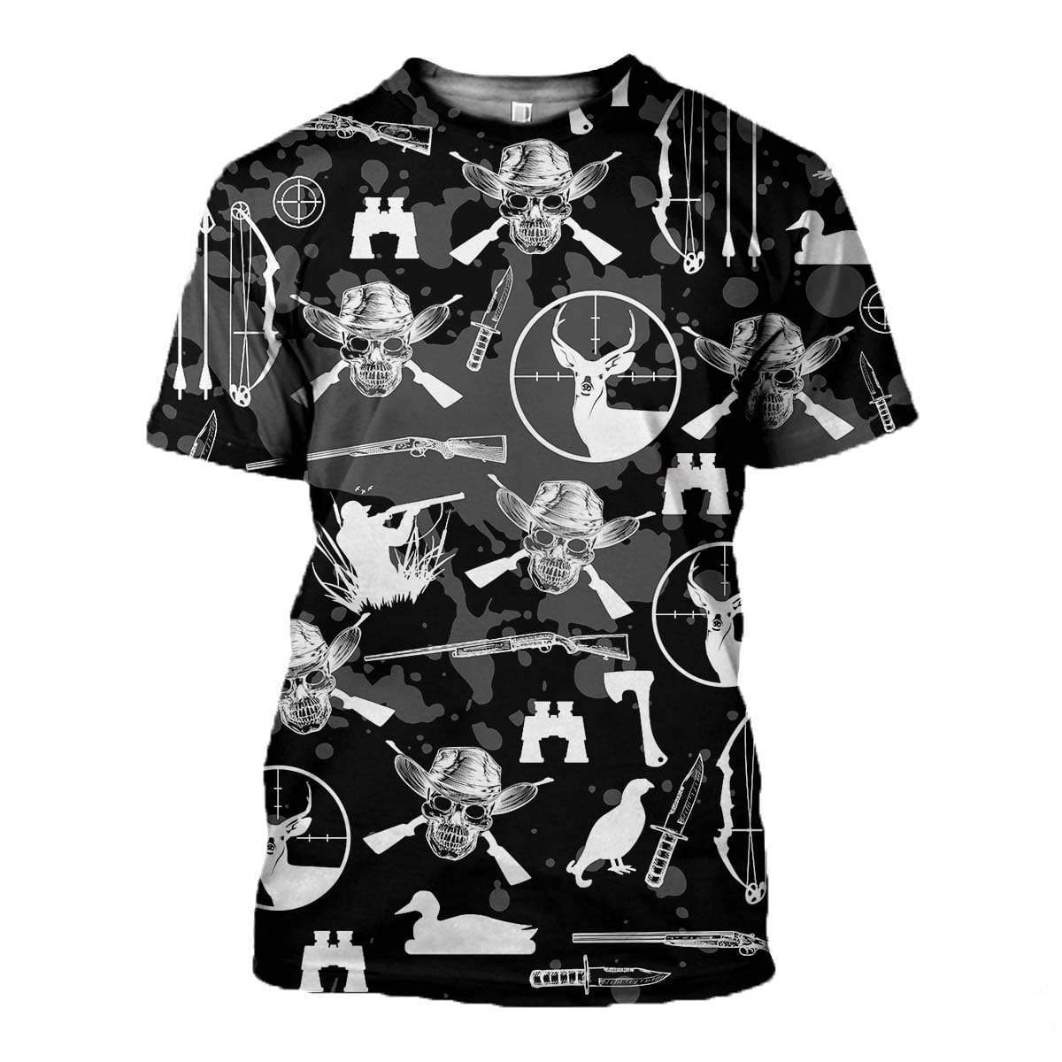 3D PRINTED HUNTING SKULL CLOTHES PL282-Apparel-PL8386-T-Shirt-S-Vibe Cosy™