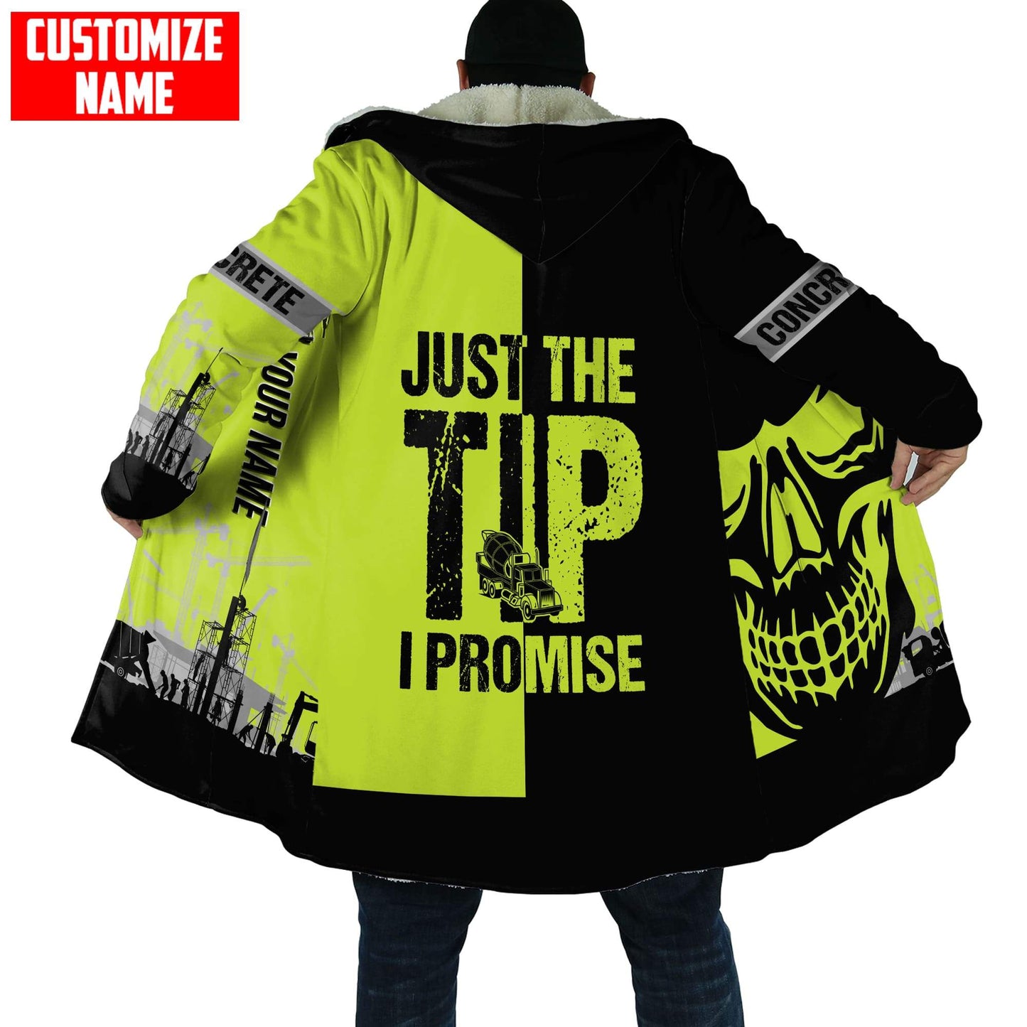 Concrete Finisher Site Skull Green Safety Custom name 3D Printed Shirts