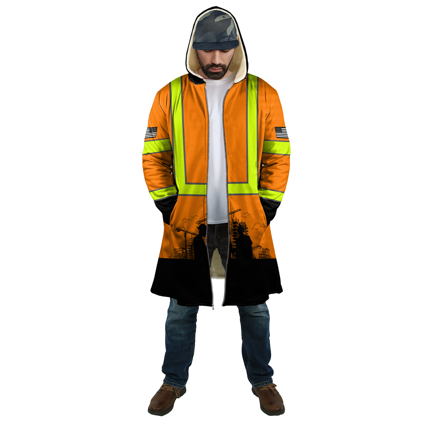 Construction Worker Orange Safety 3D printed shirts