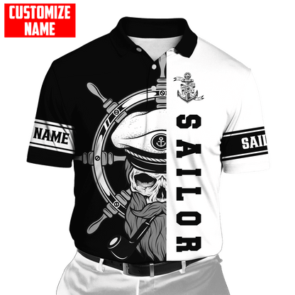 Skull Sailor on the Helm Custom name 3D printed shirts
