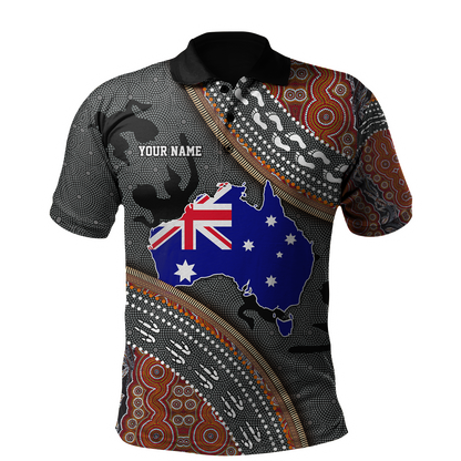 Custom name Australian Flag Aboriginal dots Zip pattern 3D printed shirts