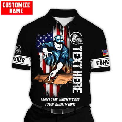 US Concrete Finisher Custom name 3D printed shirts